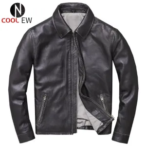 2020 European Slim Real Cowleather Jacket Coat Oversized 4XL Big and Tall Man&#39;s Genuine Leather Jackets Motorcycle Clothing A924