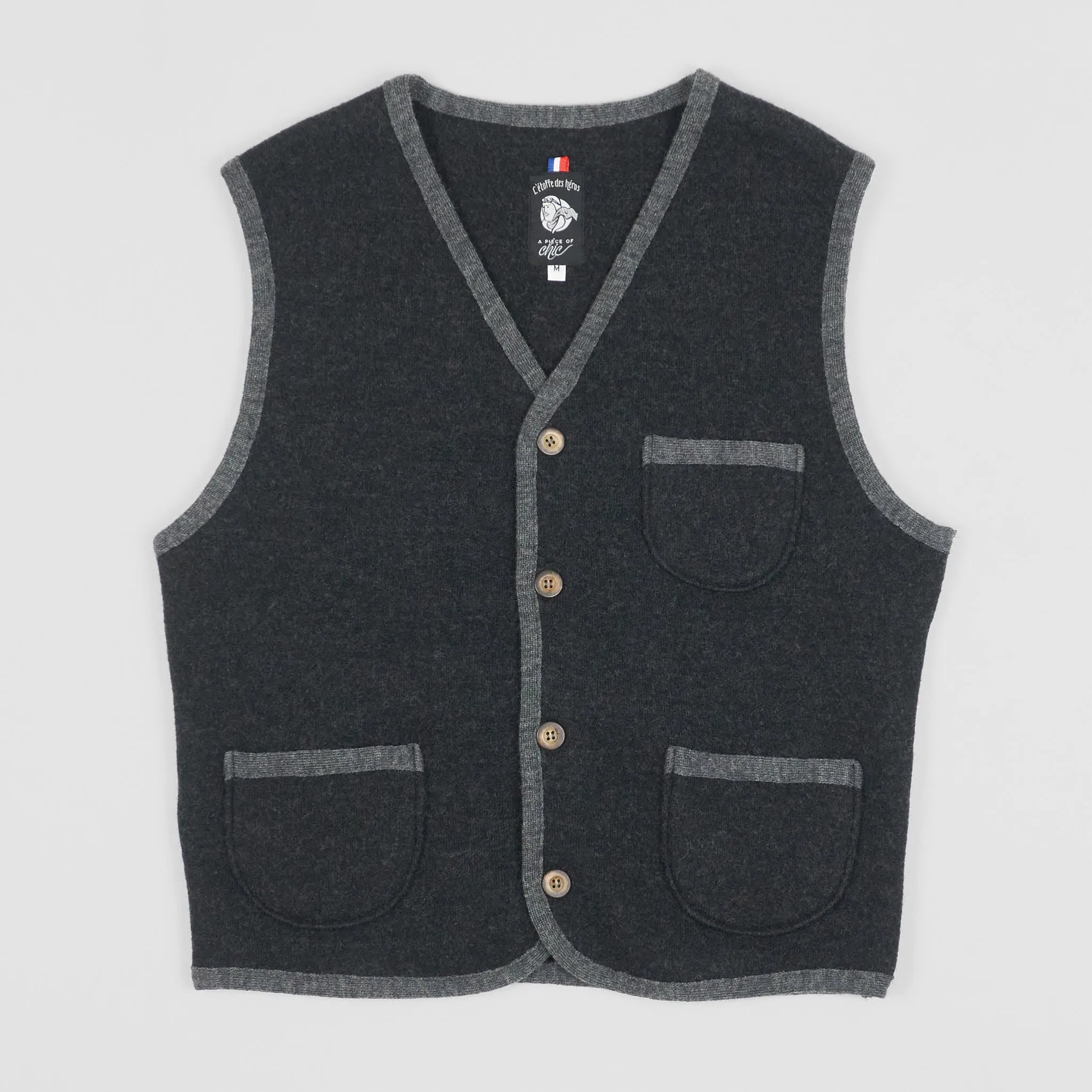 A Piece of Chic Black and Gray Wool Vest