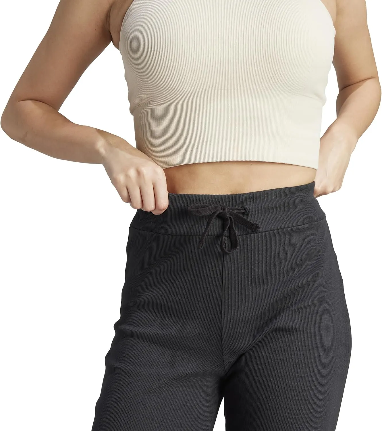 adidas Women's Lounge Ribbed Flared Leg Pants
