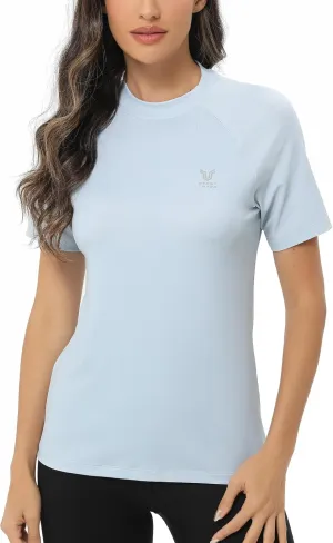 ADOREISM Women's Rash Guard Short Sleeve UPF 50  Quick-Dry Swim Shirt Women