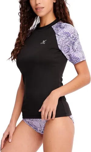 ADOREISM Women's Rash Guard Short Sleeve UPF 50  Quick-Dry Swim Shirt Women