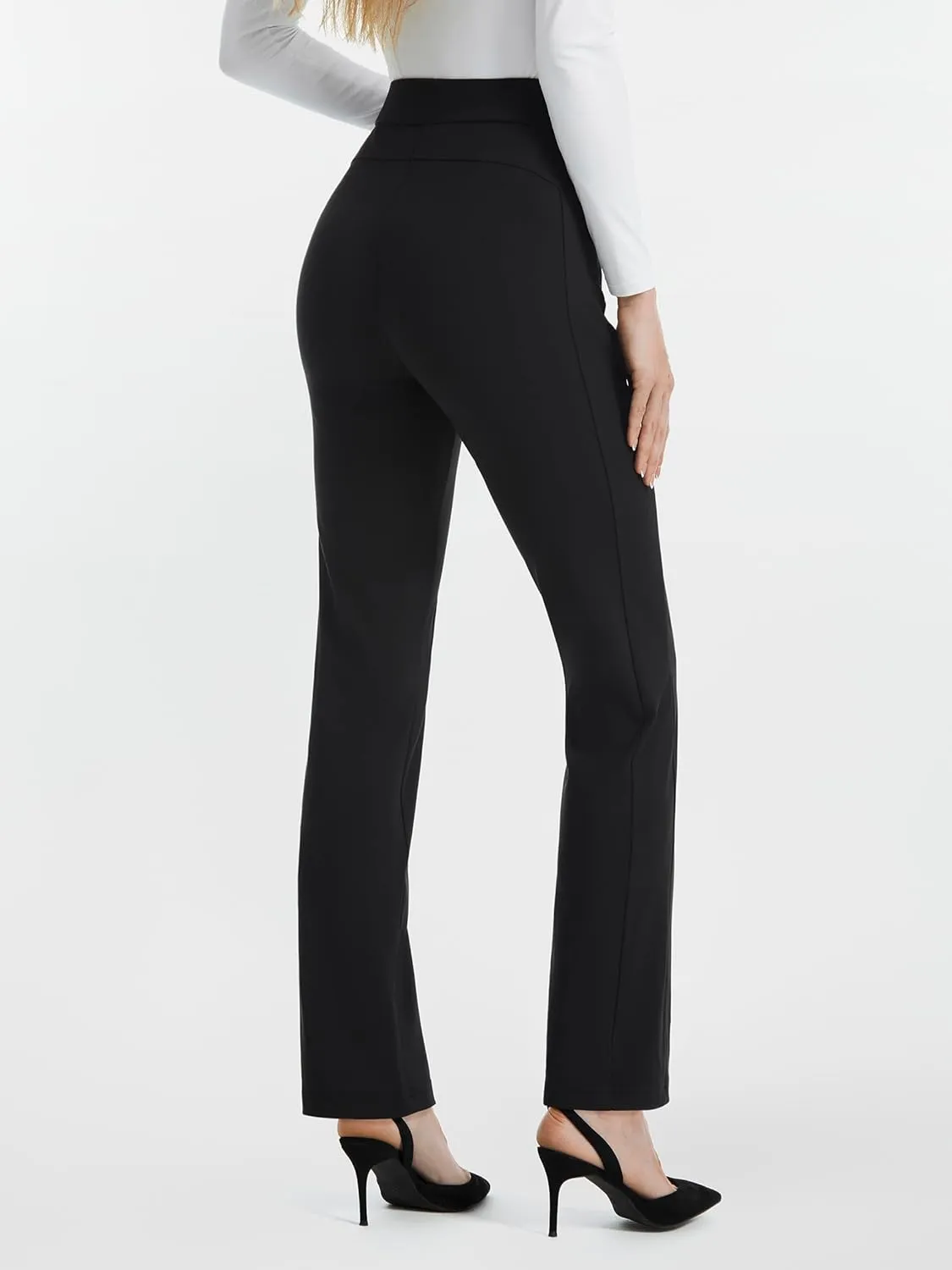 AFITNE Women's Yoga Dress Pants High Waist Pull On Stretchy Straight Leg Work Casual Slacks with Water-Repellent Fabric
