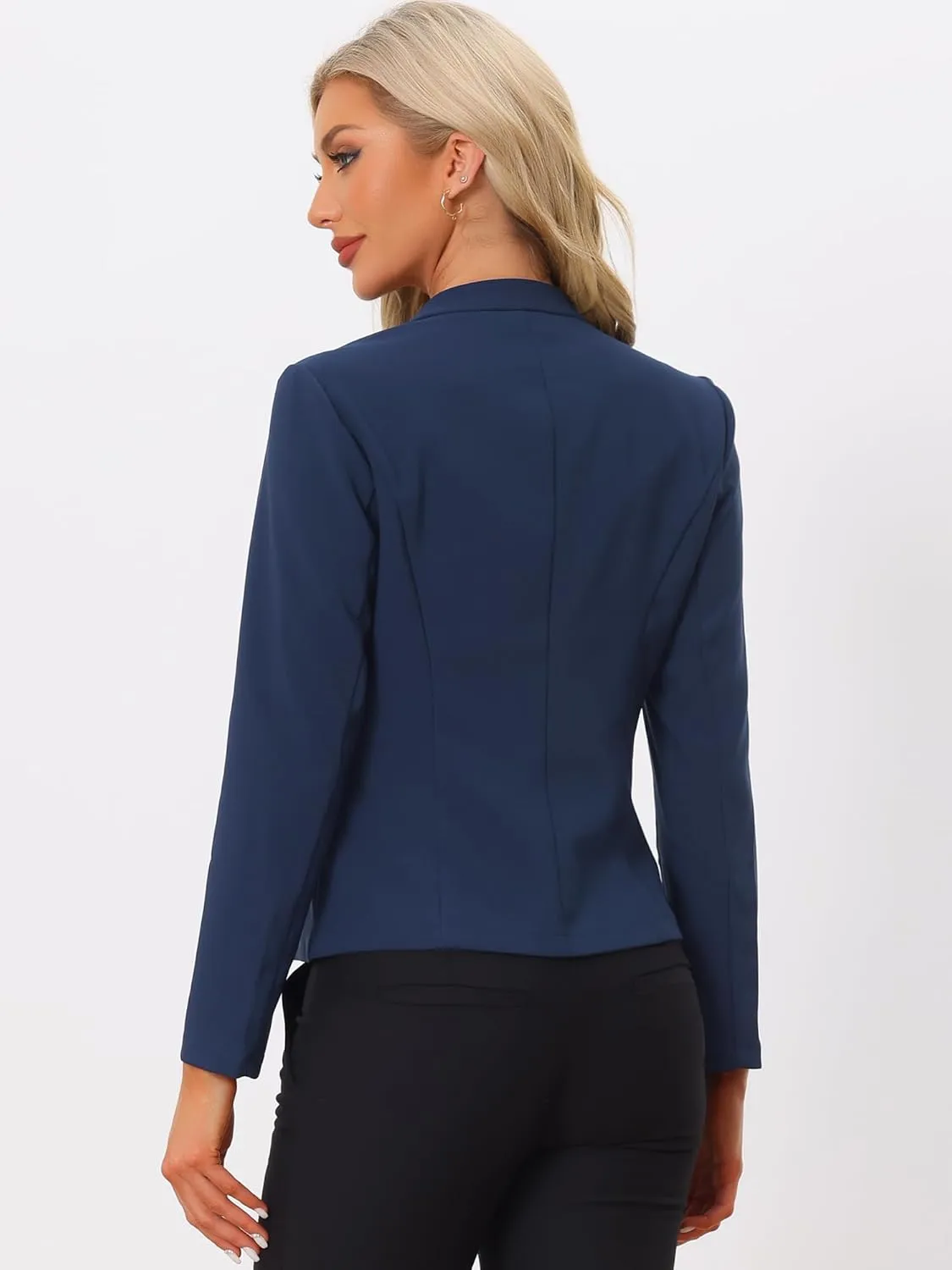 Allegra K Casual Blazer for Women's Notched Collar Long Sleeve Slim Work Office Blazer Jacket