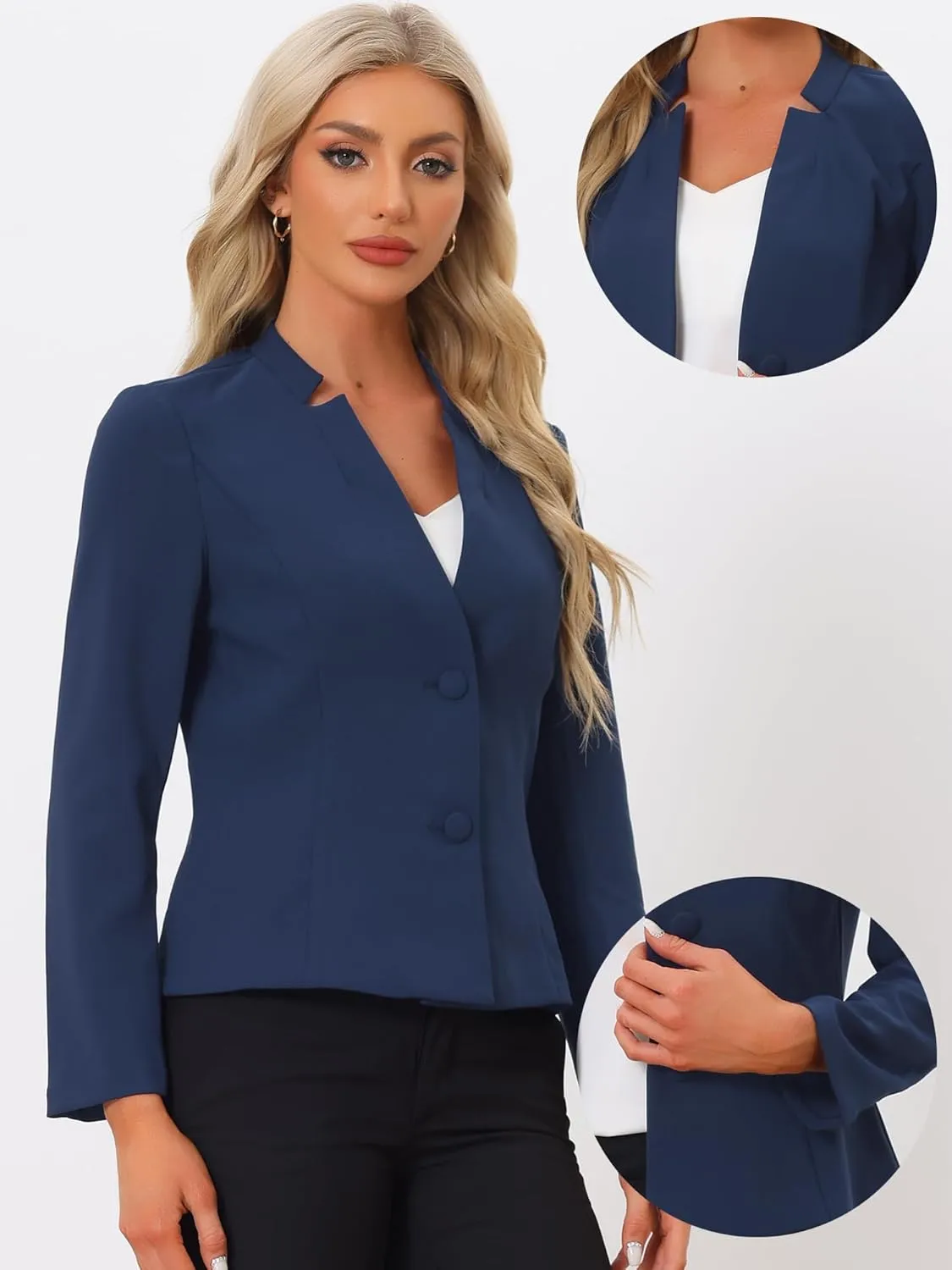 Allegra K Casual Blazer for Women's Notched Collar Long Sleeve Slim Work Office Blazer Jacket