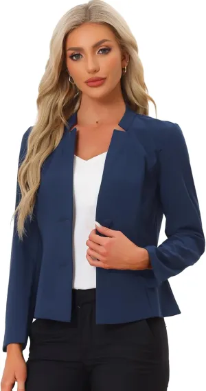 Allegra K Casual Blazer for Women's Notched Collar Long Sleeve Slim Work Office Blazer Jacket