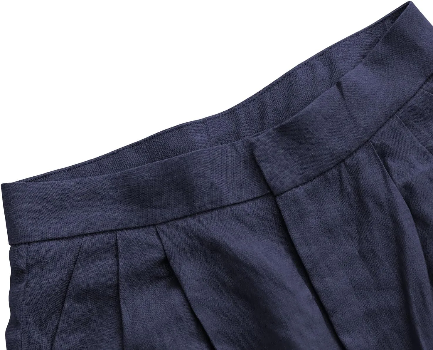 Amazhiyu Women's Linen Ankle Pants Pleated Front Wide Leg Straight Cropped Trouser