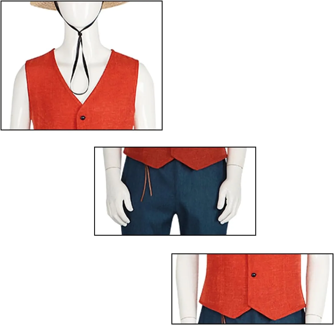 Anime Cosplay Monkey D Costume Red Vest Shorts Hat Rope Anime Outfit Adults Men for Halloween Party