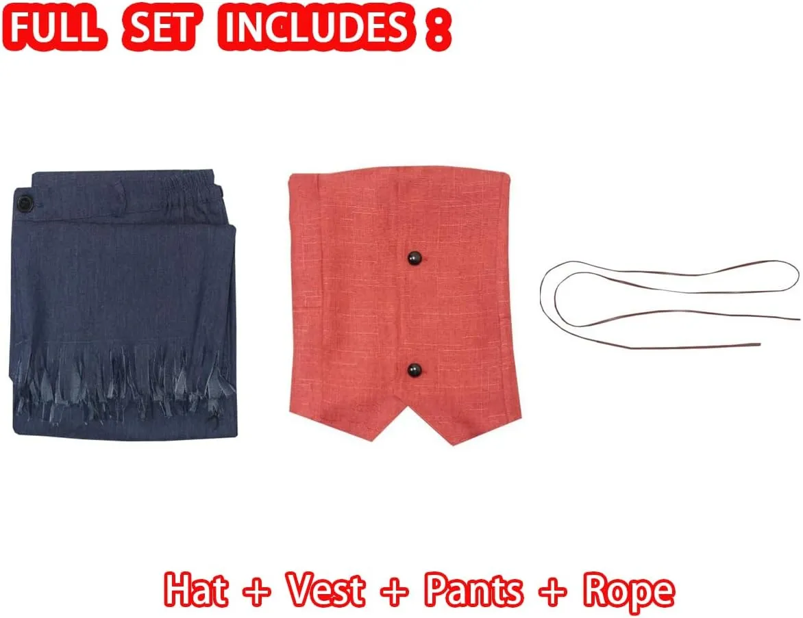 Anime Cosplay Monkey D Costume Red Vest Shorts Hat Rope Anime Outfit Adults Men for Halloween Party