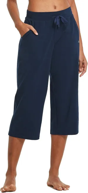 baleaf Women's Capris Yoga Cotton Wide Leg Casual Summer Capri Sweatpants Loose Lounge Workout Crop Pants Pockets