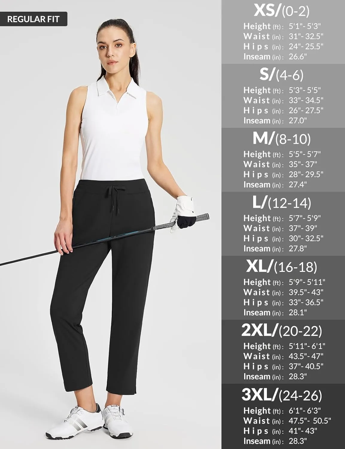 baleaf Women's Golf Pants with Pockets Petite Stretch Work Pant High Waisted Sweatpants for Travel Athletic