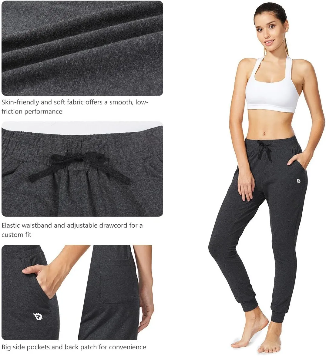 baleaf Womens Sweatpants Cotton Joggers with Pockets Lounge Sweat Pants Tapered Casual Running Workout Yoga