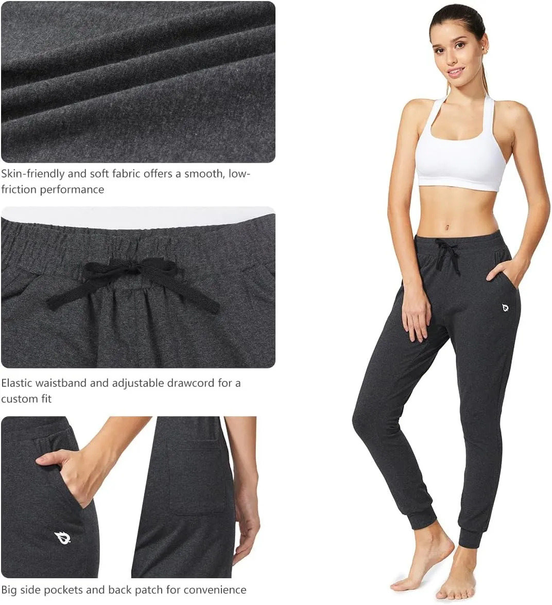 baleaf Womens Sweatpants Cotton Joggers with Pockets Lounge Sweat Pants Tapered Casual Running Workout Yoga