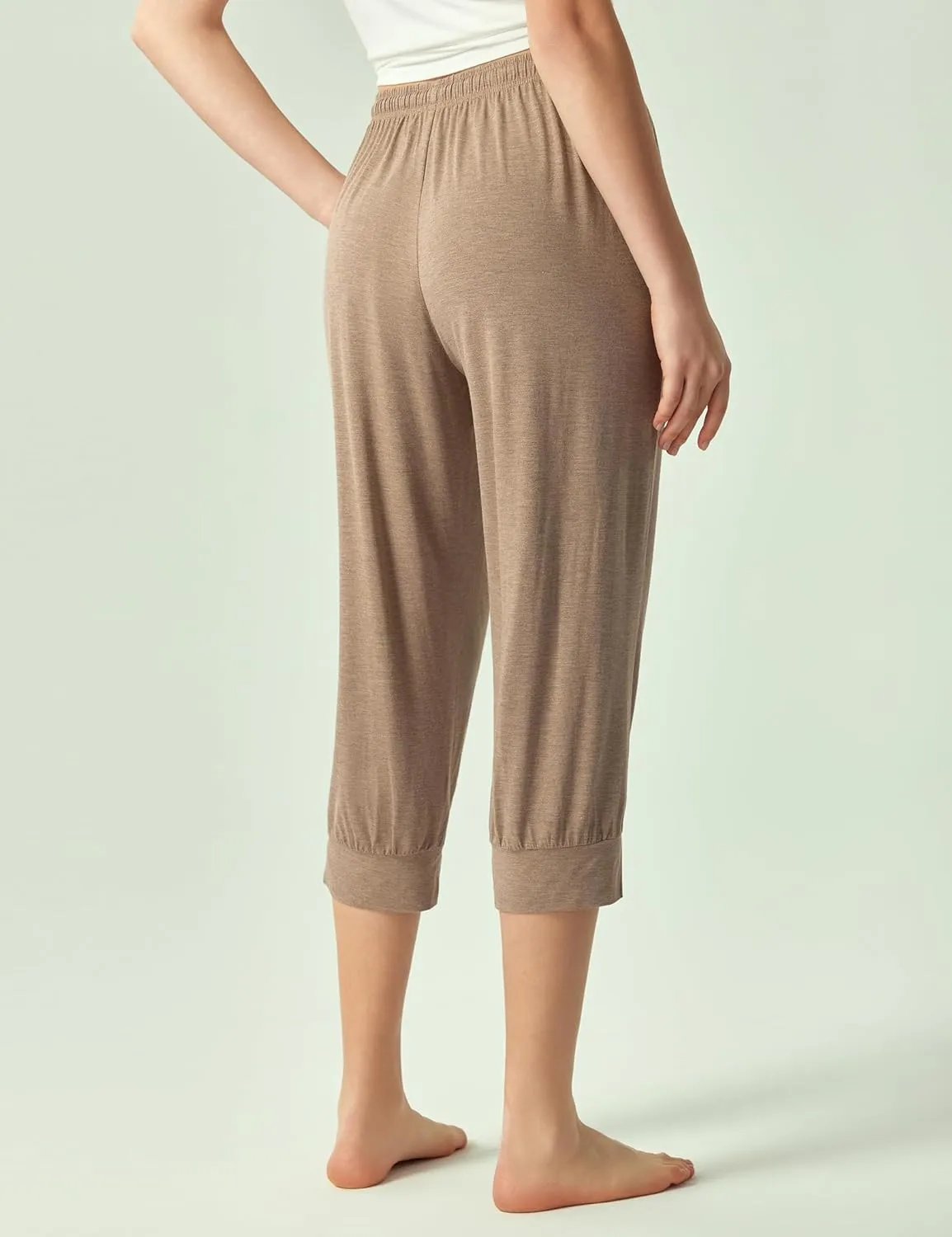 Bamboo Viscose Women Capri Pajama Pants Comfy Jogger Lounge Pants with Pockets