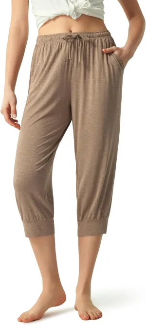 Bamboo Viscose Women Capri Pajama Pants Comfy Jogger Lounge Pants with Pockets
