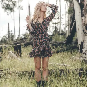 Bell Cuffed Mini Wrap Dress
