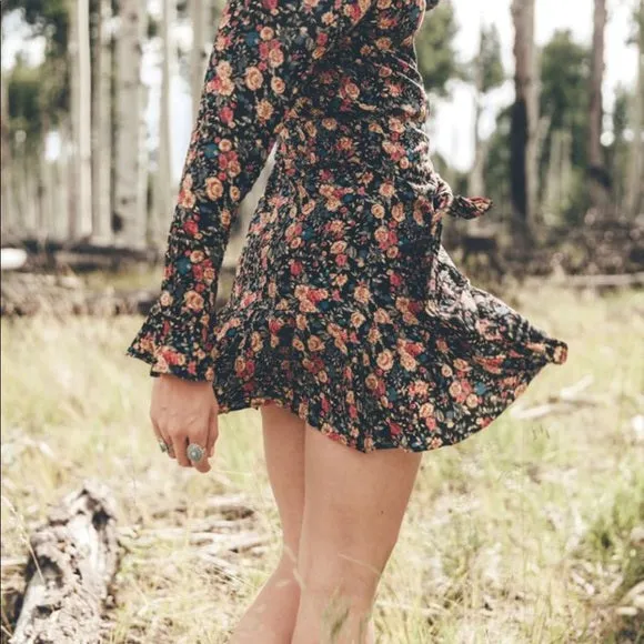 Bell Cuffed Mini Wrap Dress