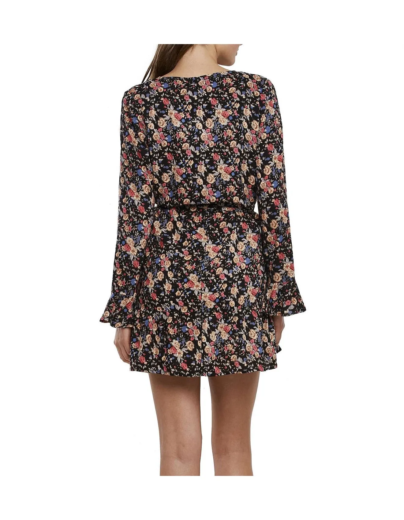 Bell Cuffed Mini Wrap Dress