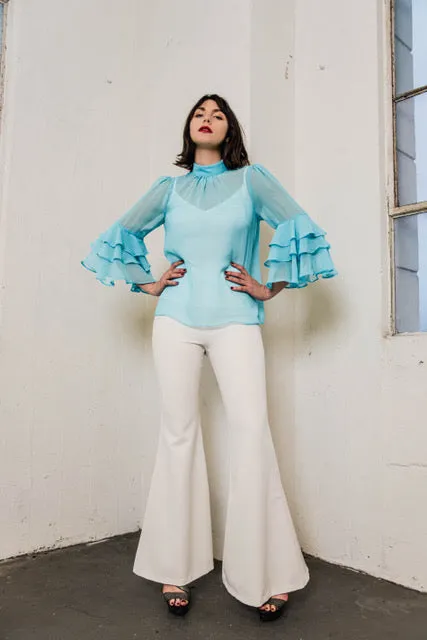 Bell Sleeve Chiffon Top