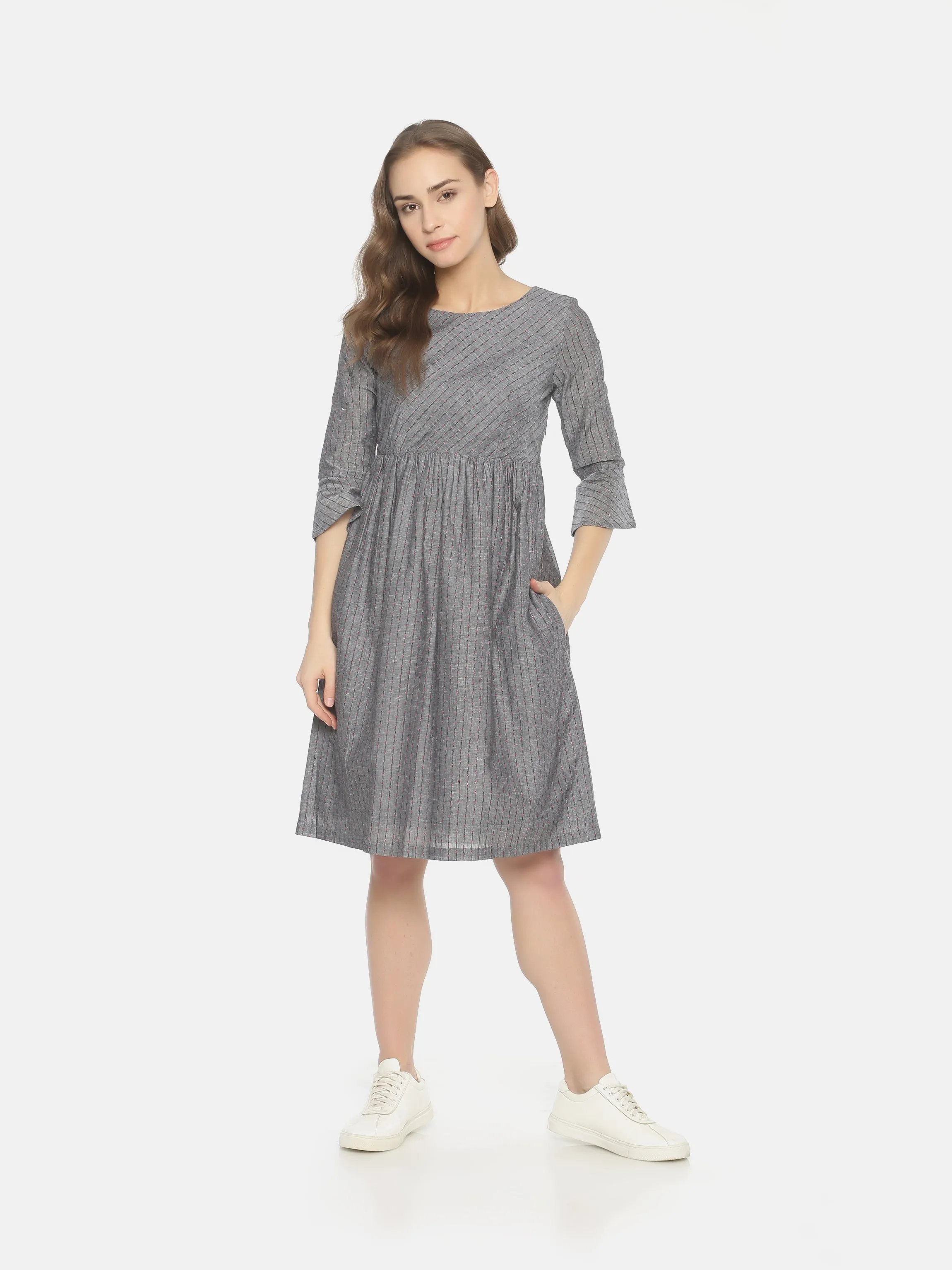 Bell Sleeve Dress - Grey
