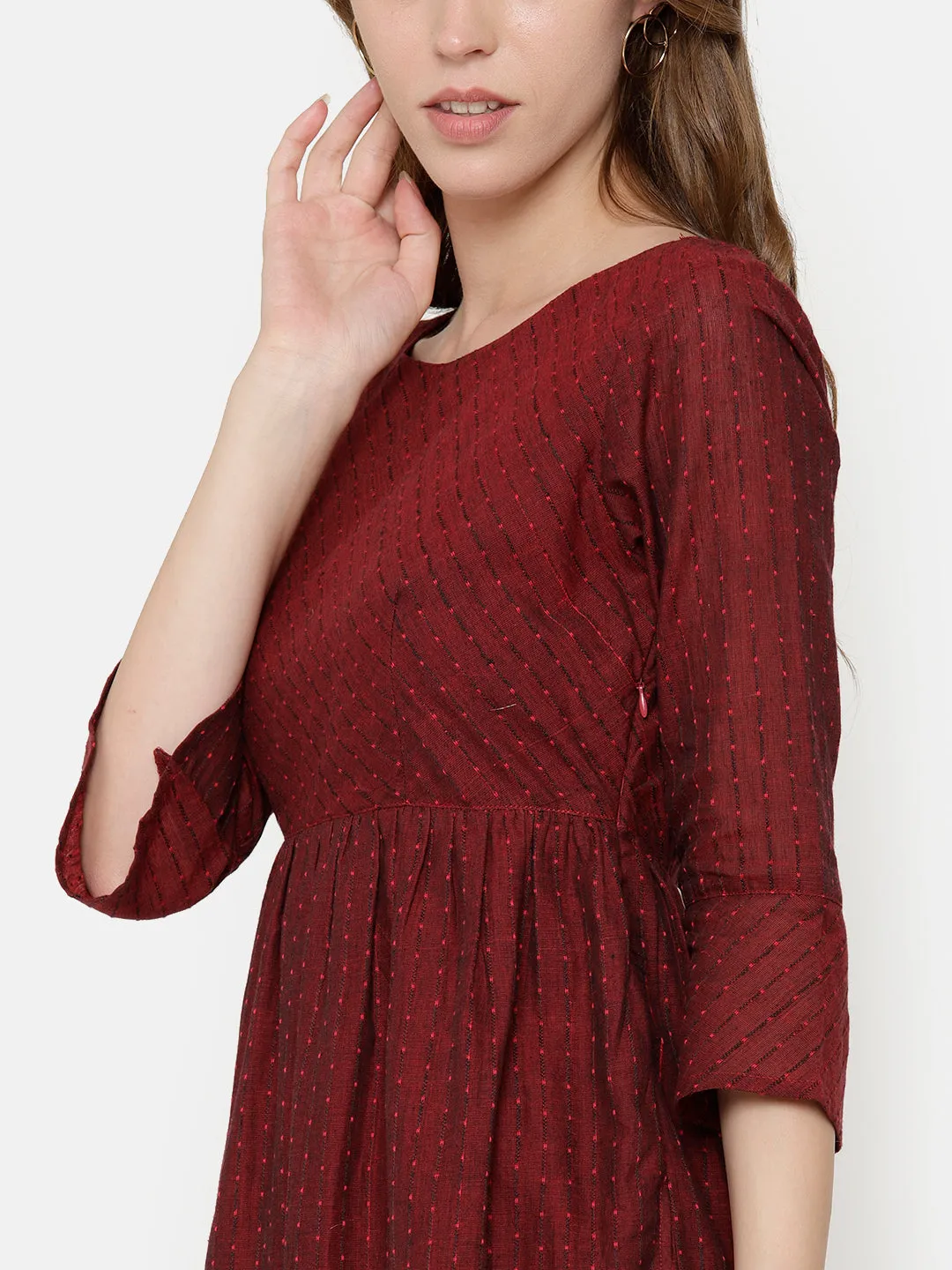 Bell Sleeve Dress - Maroon
