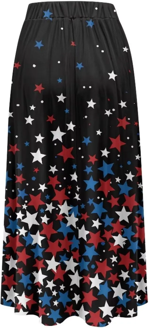 Biyejit Maxi Skirts for Women with Pockets Casual Long Skirt Midi Length Casual Skirt for Beach Party Holiday