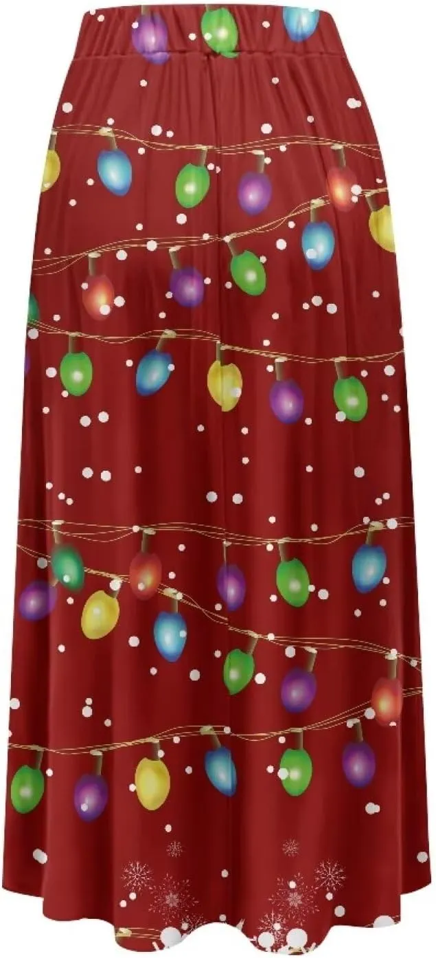 Biyejit Women's Flowy Maxi Skirt Pleated High Waisted A Line Skirt Casual Long Skirts with Pockets S-2XL