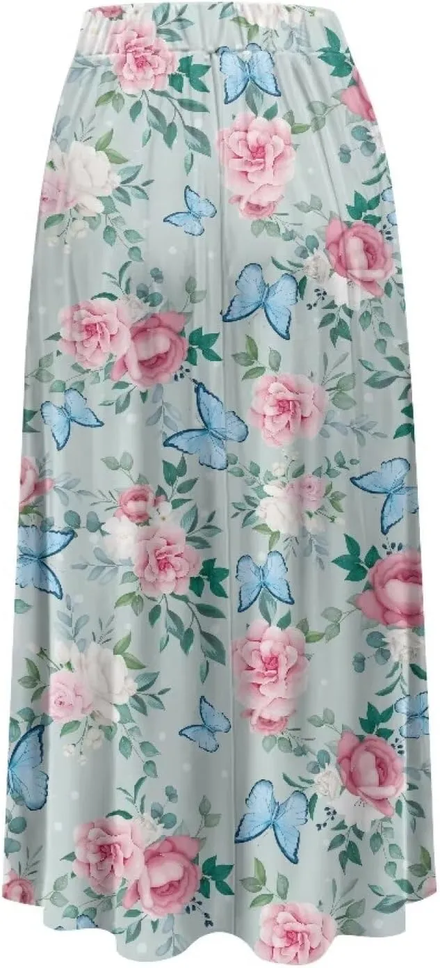 Biyejit Womens Skirt Midi Long Skirts High Waisted A Line Skirts Fall Skirts for Women Plus Size Swing Dress