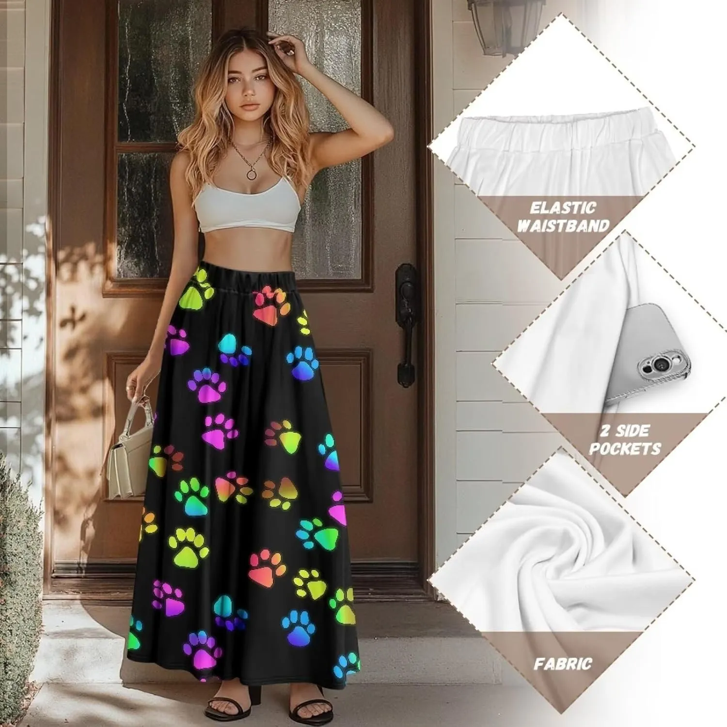 Biyejit Womens Skirt Midi Long Skirts High Waisted A Line Skirts Fall Skirts for Women Plus Size Swing Dress