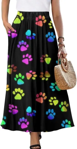 Biyejit Womens Skirt Midi Long Skirts High Waisted A Line Skirts Fall Skirts for Women Plus Size Swing Dress