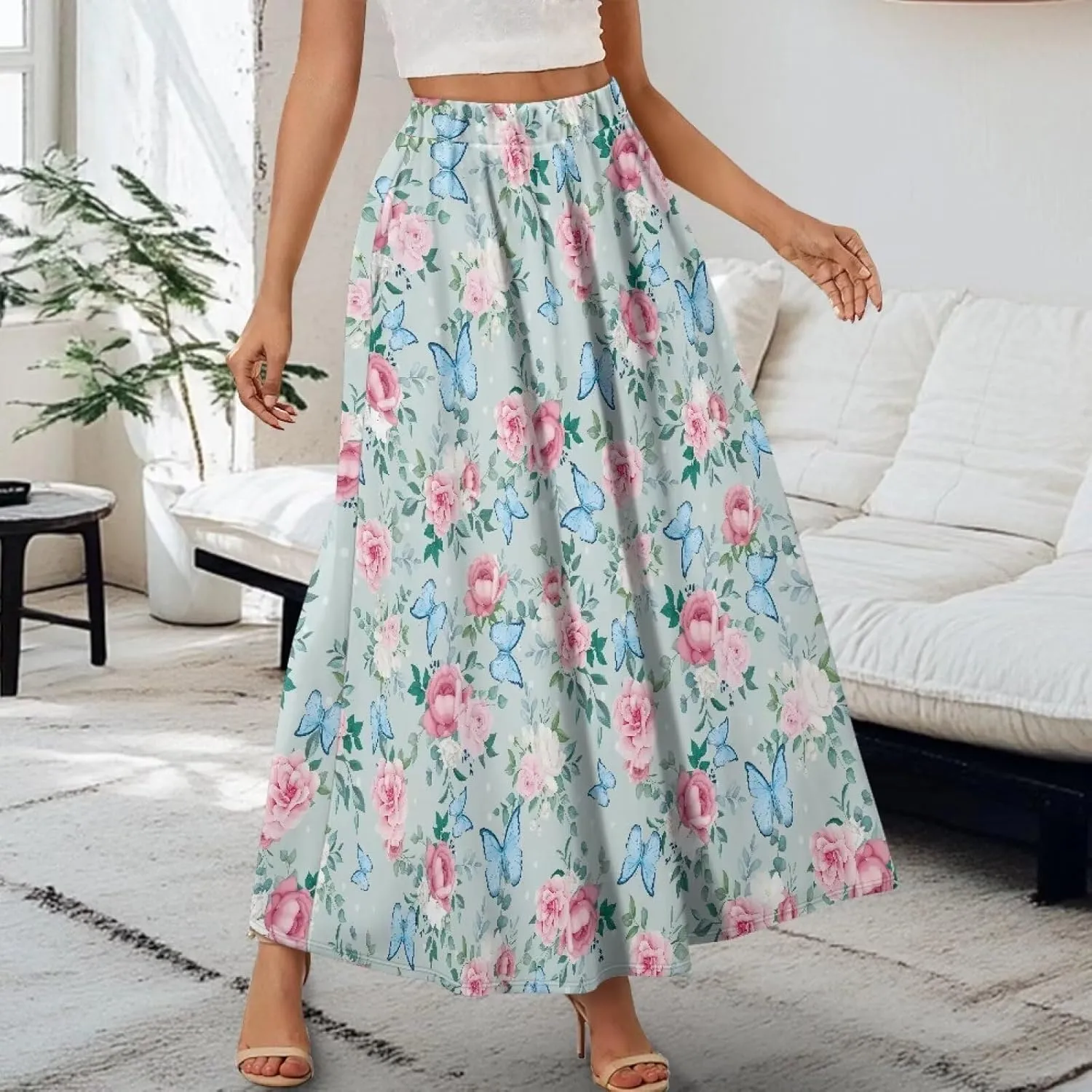 Biyejit Womens Skirt Midi Long Skirts High Waisted A Line Skirts Fall Skirts for Women Plus Size Swing Dress