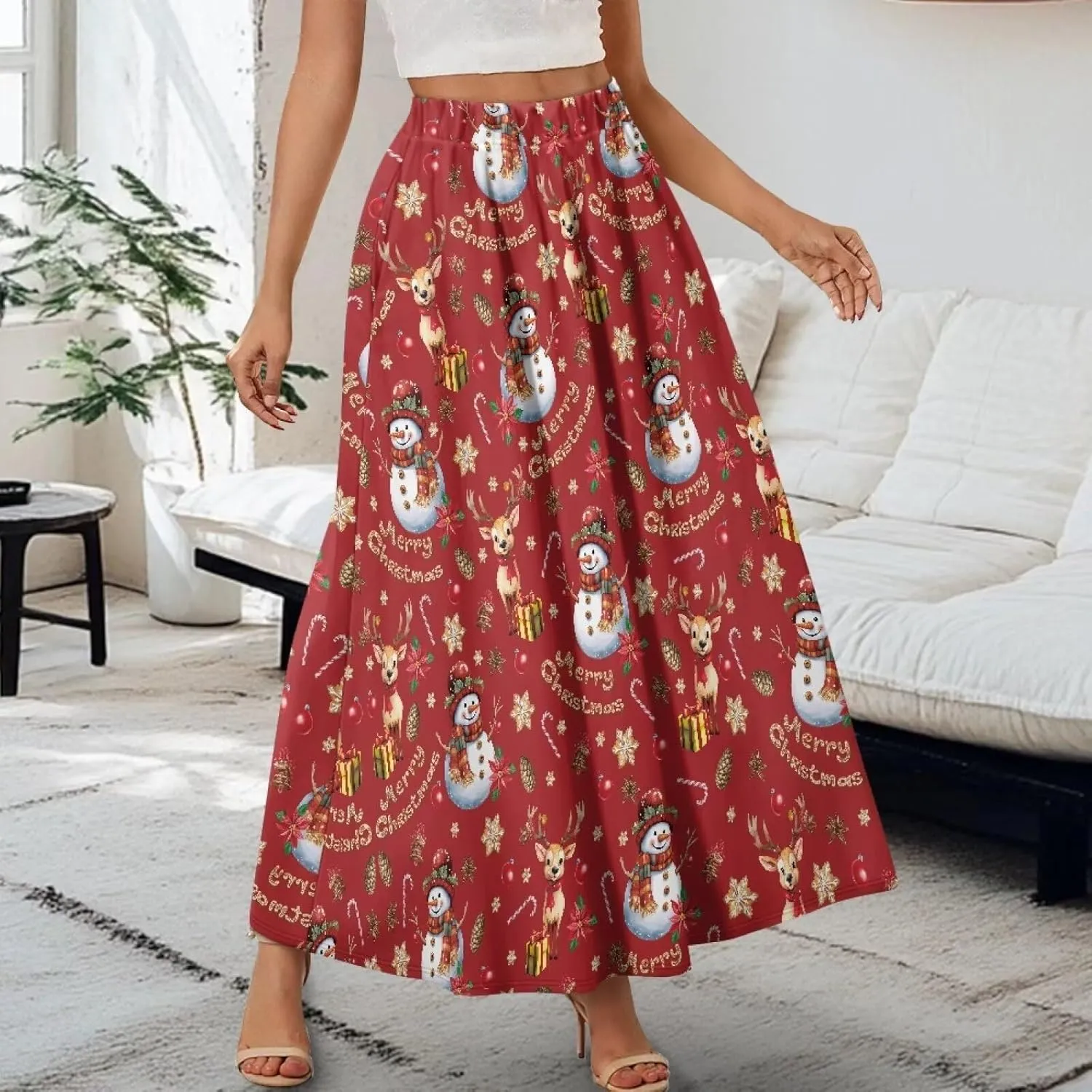 Biyejit Womens Skirt Midi Long Skirts High Waisted A Line Skirts Fall Skirts for Women Plus Size Swing Dress