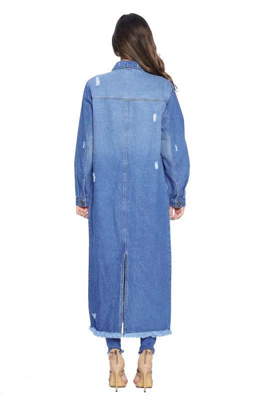 Blue Age Distressed Womens Denim Jacket