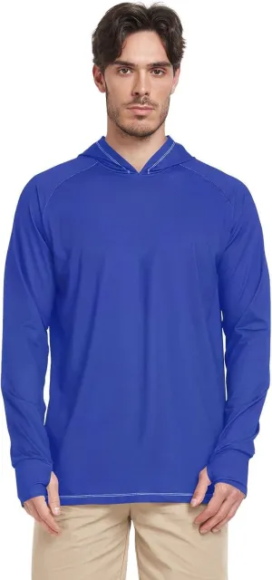 Blue Sun Protection Hoodies Long Sleeve UPF 50 Mens Sun Shirt Quick-Dry UV Hooded Rash Guard Clothing Hood Shirts camisas para trabajar en construccin