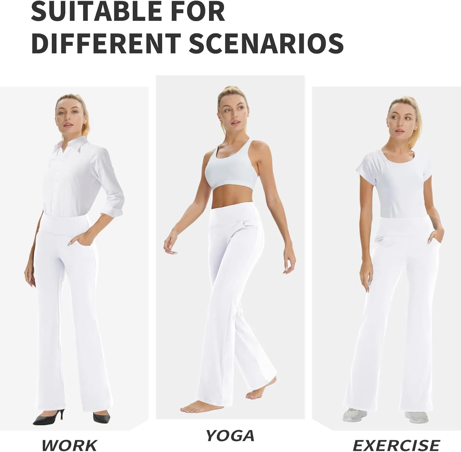Bootcut Yoga Pants for Women High Waist Dress Pants Flare Leggings 27" 29" 31" 33" 35" 37" Workout Pant for Casual Work