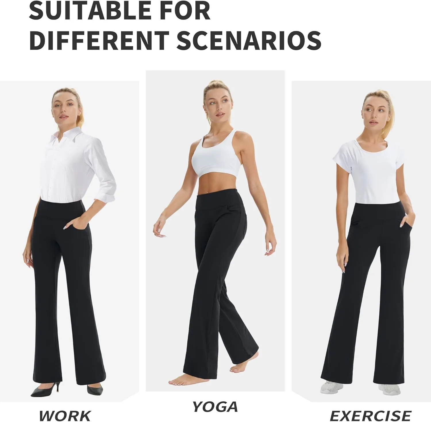 Bootcut Yoga Pants for Women High Waist Dress Pants Flare Leggings 27" 29" 31" 33" 35" 37" Workout Pant for Casual Work