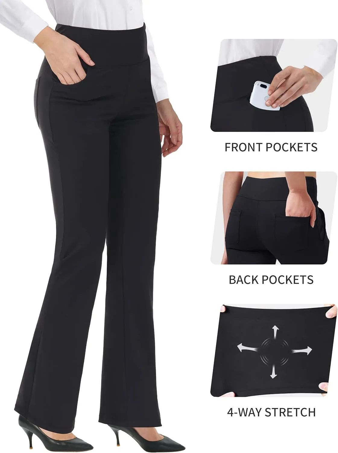 Bootcut Yoga Pants for Women High Waist Dress Pants Flare Leggings 27" 29" 31" 33" 35" 37" Workout Pant for Casual Work