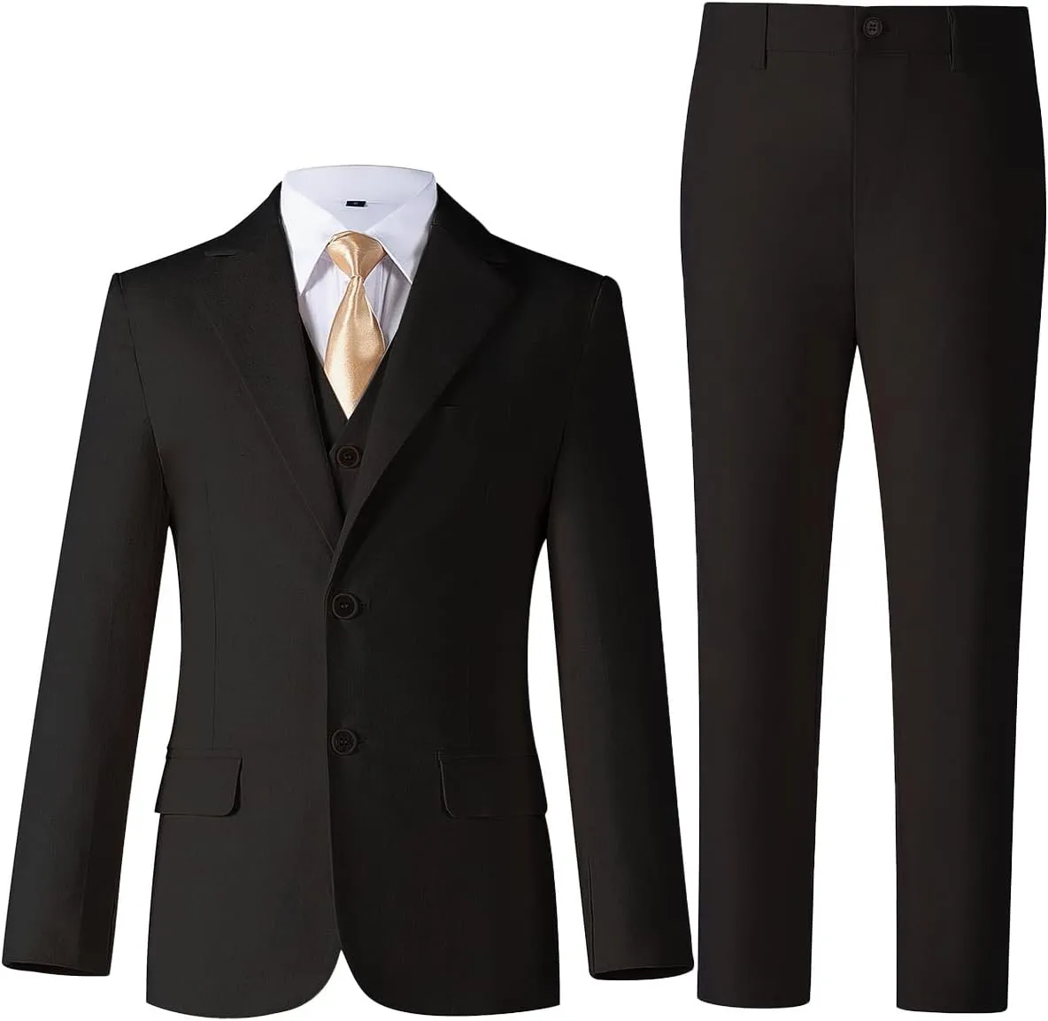 Boys Linen Suit for Kids Formal Tuxedo Suits 3 Piece Wedding Birthday Dress Clothes Slim Jacket Vest Pants Set