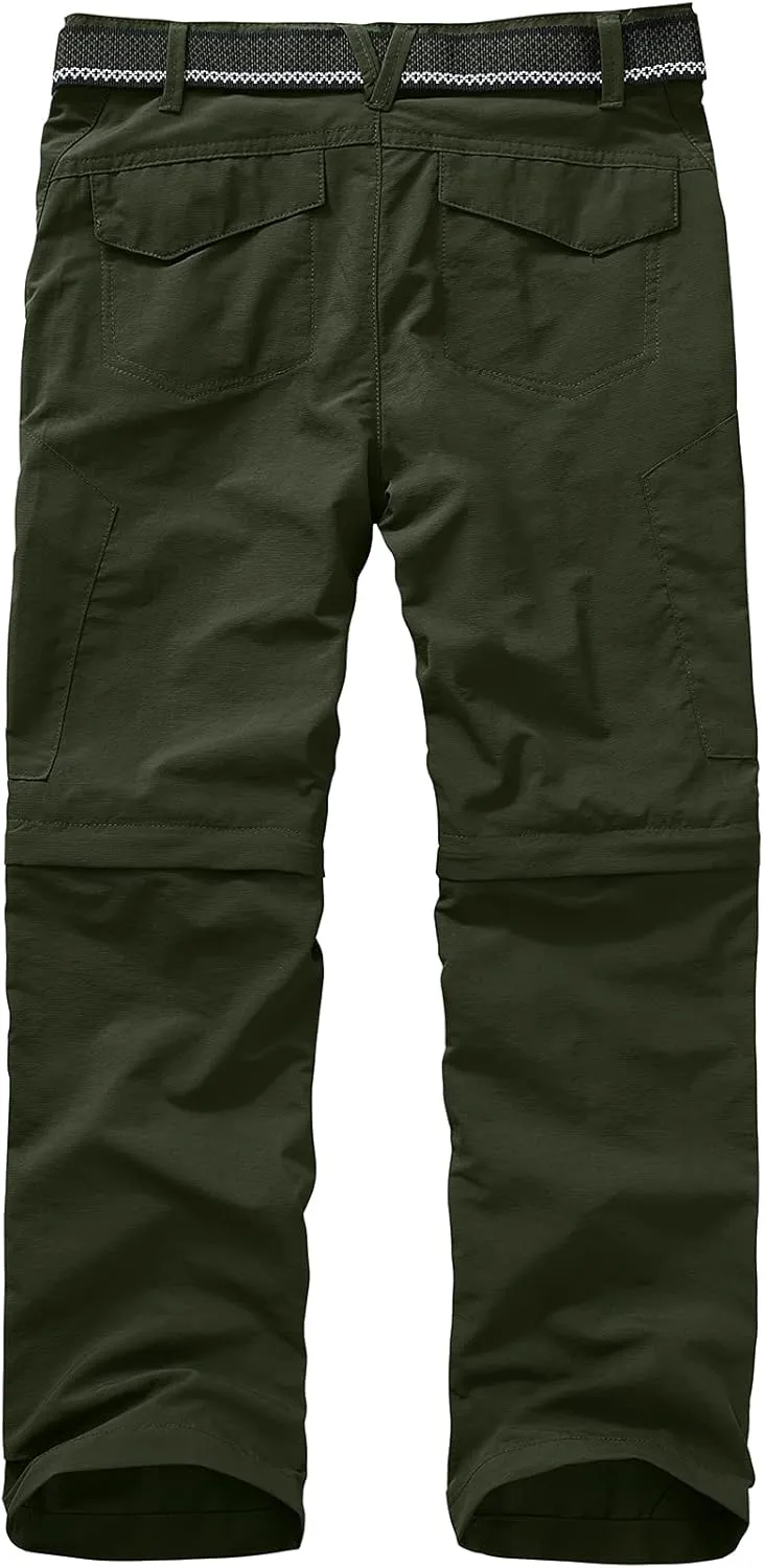 Boys Pants Kids Adjustable Waist Outdoor Quick Dry Lightweight Waterproof Pull On Casual Convertible Cargo Scout Pants