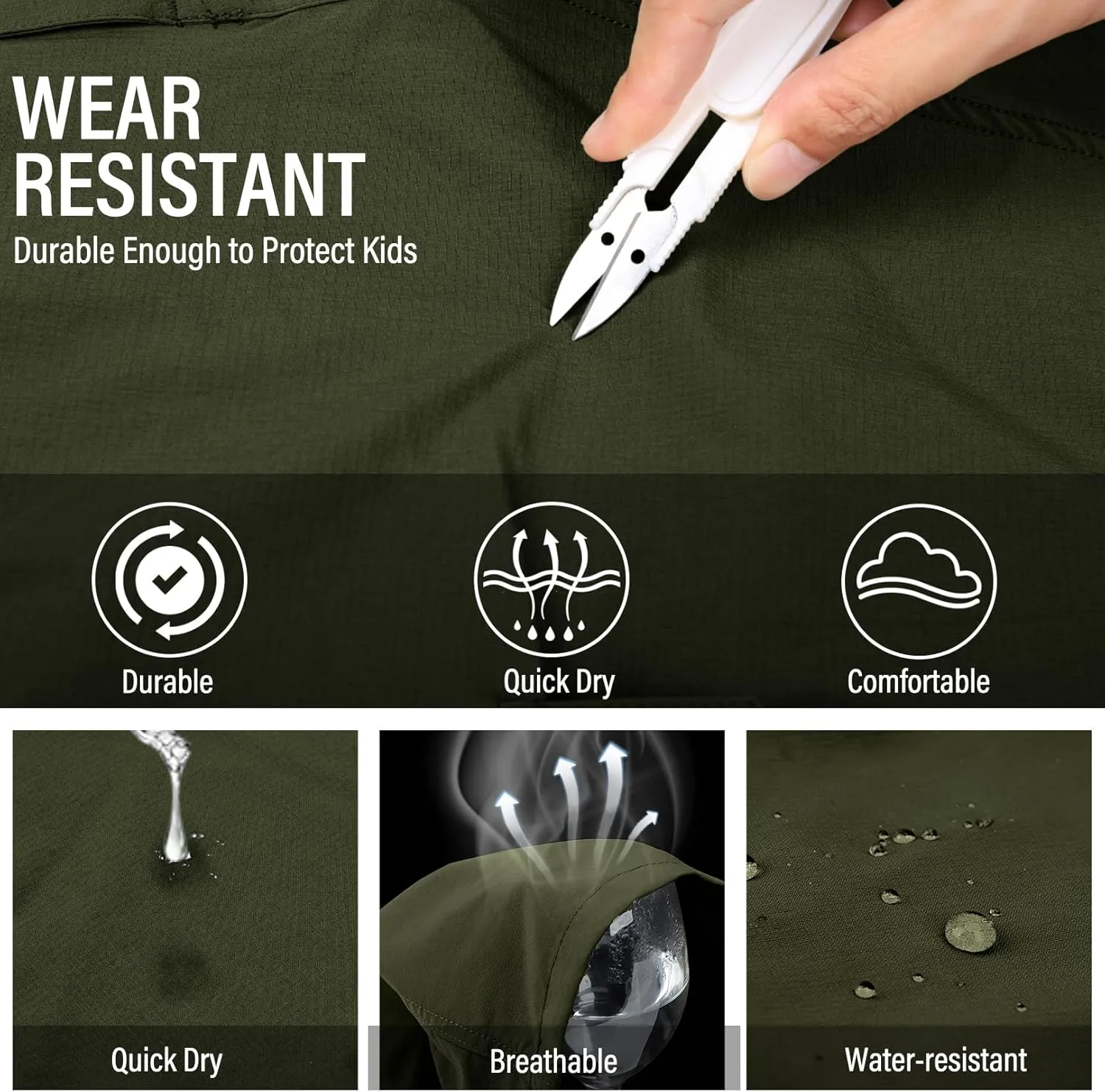 Boys Pants Kids Adjustable Waist Outdoor Quick Dry Lightweight Waterproof Pull On Casual Convertible Cargo Scout Pants