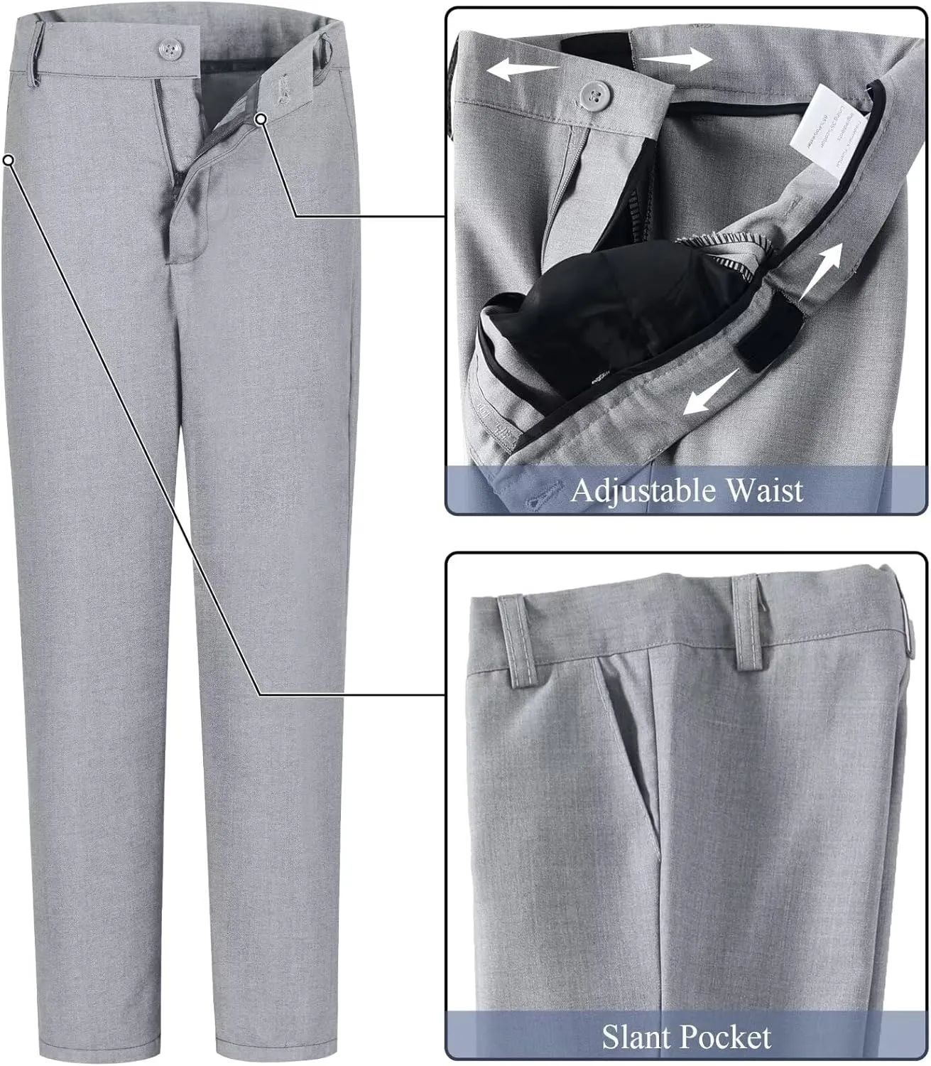 Boy's Suit Formal Slim Fit 5 Pieces Suit Set Blazer Vest Pants with Adjustable Waist Shirt with Tie