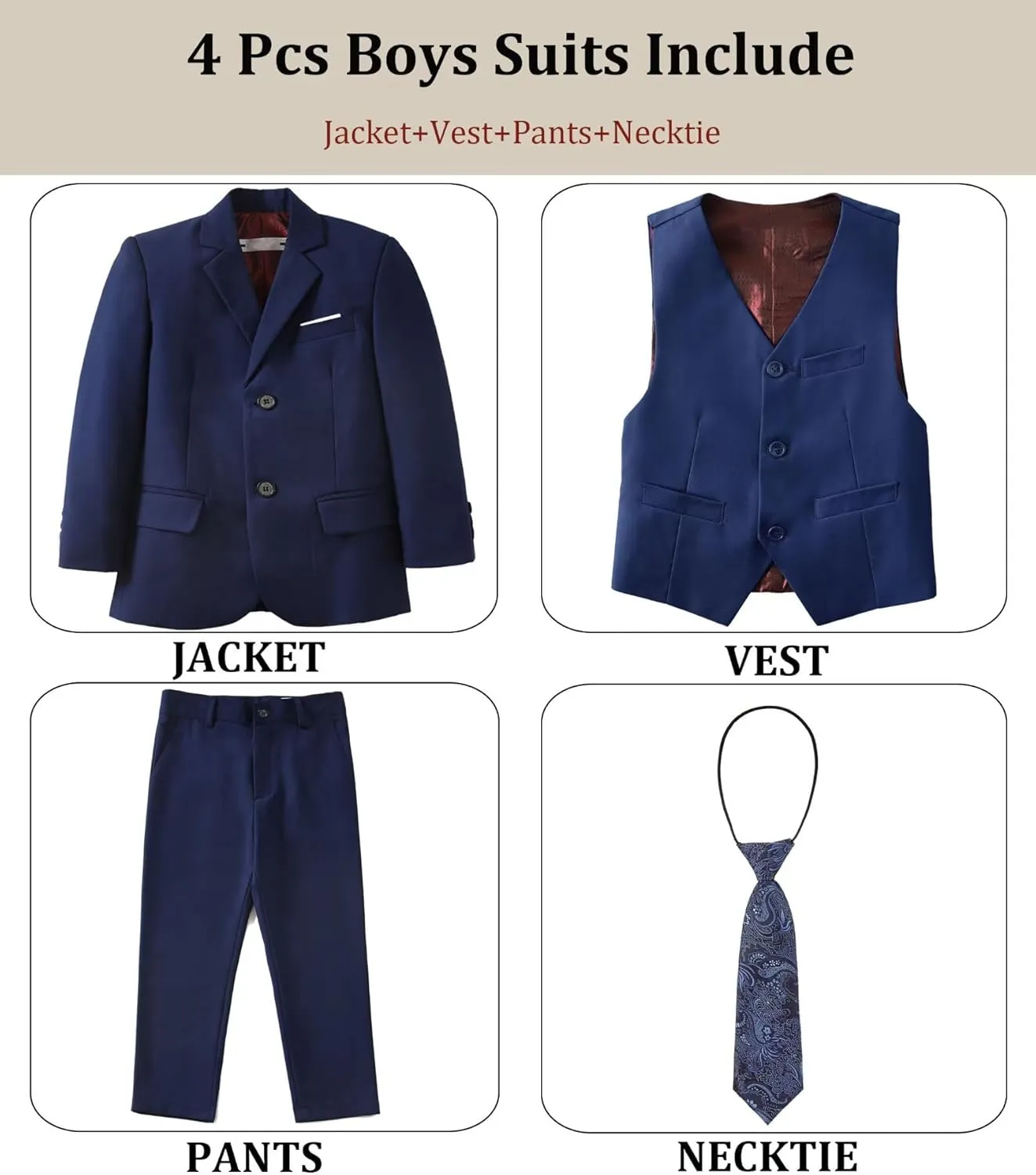 Boys' Suit Kids Formal Tuxedo Suits for Boys Wedding Outfits Dress Vest Pants Suspenders Set Adjustable Waist