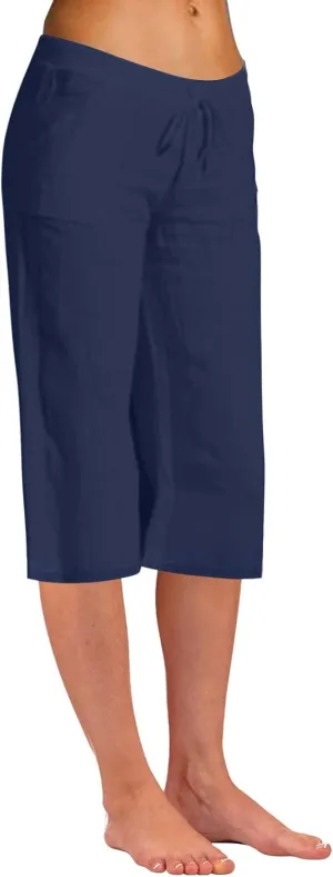 Capri Pants for Women Cotton Linen Blend Trousers High Waist Casual Seven Eighth Length Elegant Slim Fit Design