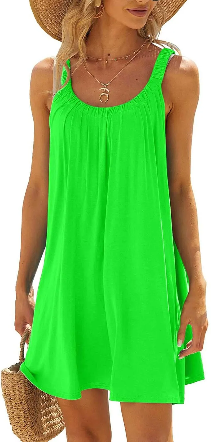 Ceboyel Womens Plain Tank Sundresses Sleeveless Short Mini Dresses Summer Casual Beach Dress Cute Tropical Vacation Clothing
