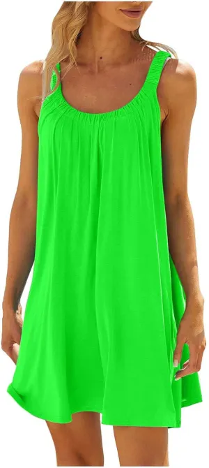 Ceboyel Womens Plain Tank Sundresses Sleeveless Short Mini Dresses Summer Casual Beach Dress Cute Tropical Vacation Clothing