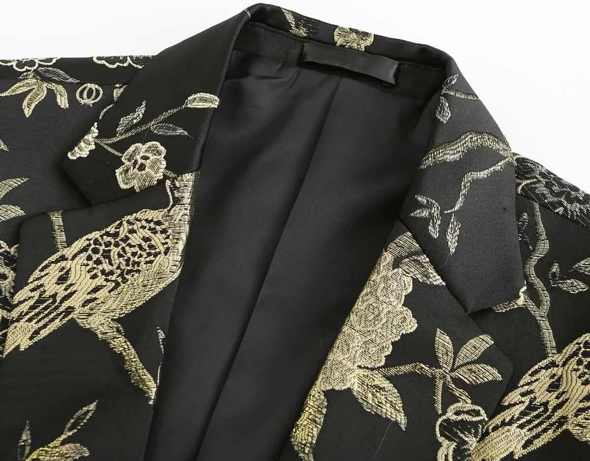 Cloudstyle Mens 2 Piece Floral Dress Suit One Button Dinner Tuxedo Jacket & Pants