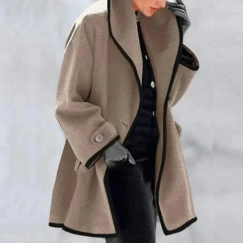 Cressida - Elegant Contrast-Trim Coat