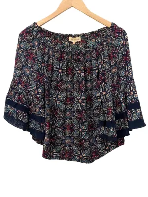 Dark Winter Print Bell Sleeve Blouse