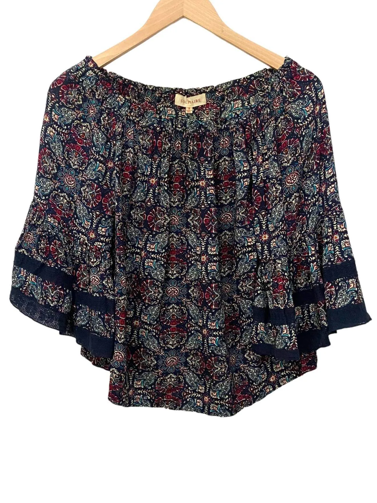 Dark Winter Print Bell Sleeve Blouse