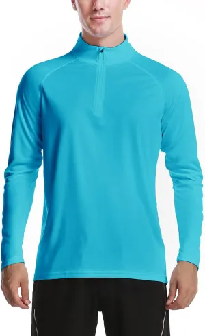 DAYOUNG Mens Zip Pullover UPF 50  Sun Protection Long Sleeve Hiking Fishing Outdoors Performance T-Shirt