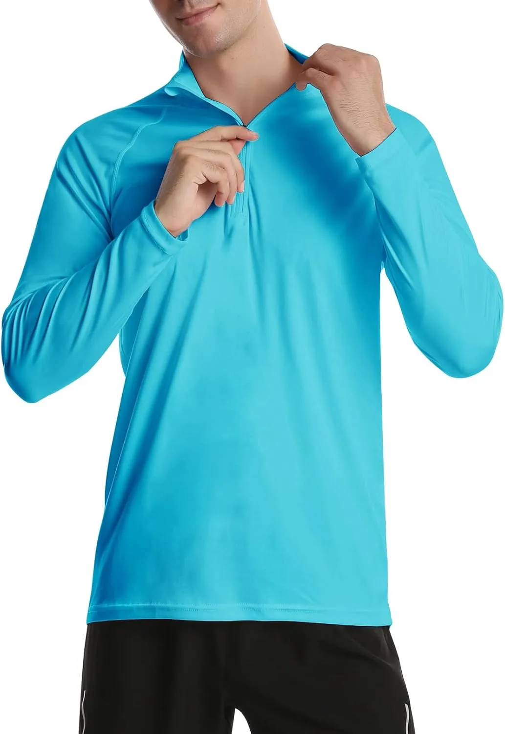 DAYOUNG Mens Zip Pullover UPF 50  Sun Protection Long Sleeve Hiking Fishing Outdoors Performance T-Shirt